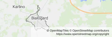 Mapa z zaznaczonym Białogardzem