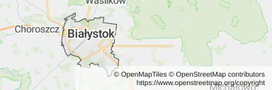 Mapa z zaznaczonym Białymstokiem