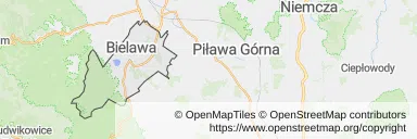 Mapa z zaznaczoną Bielawem