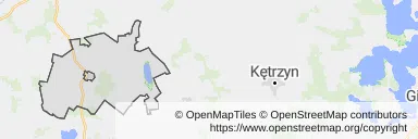 Mapa z zaznaczonym Bisztynkiem