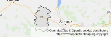 Mapa z zaznaczonym Błaszkami