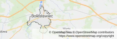 Mapa z zaznaczonym Bolesławcu