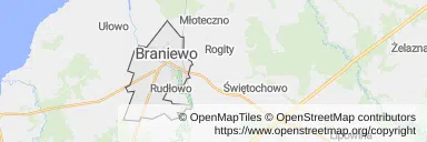 Mapa z zaznaczonym Braniewem
