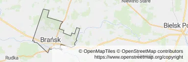 Mapa z zaznaczonym Brańskiem