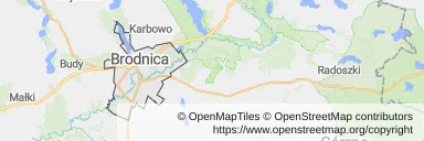 Mapa z zaznaczonym Brodnicy