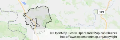 Mapa z zaznaczonym Brzostkiem