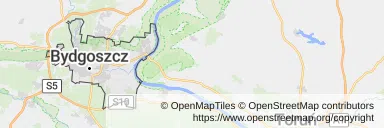 Mapa z zaznaczonym Bydgoszczy