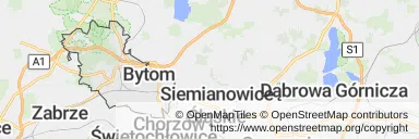 Mapa z zaznaczonym Bytomiem
