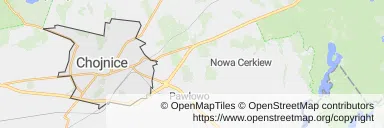 Mapa z zaznaczonymi Chojnicami