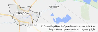 Mapa z zaznaczonym Chojnowem