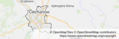 Mapa z zaznaczonym Ciechanowem