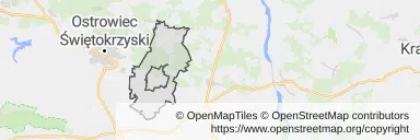 Mapa z zaznaczonym Ćmielowem