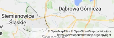 Mapa z zaznaczonym Czeladzi