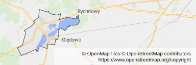 Mapa z zaznaczonym Człuchowem