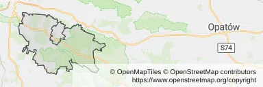 Mapa z zaznaczonymi Daleszycami