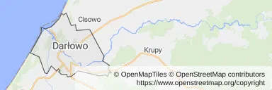 Mapa z zaznaczonym Darłowem