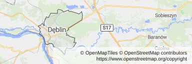 Mapa z zaznaczonym Dęblinem