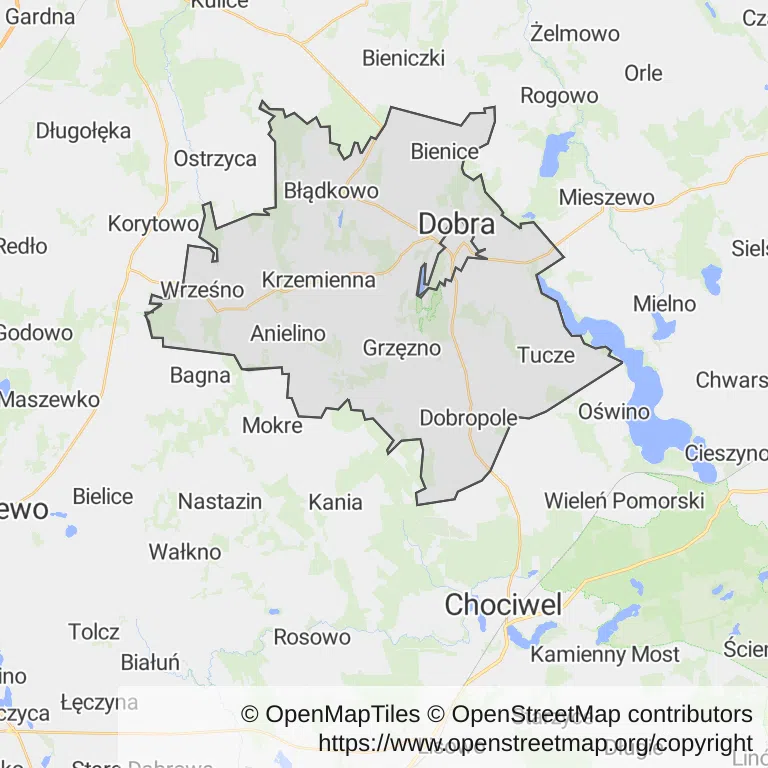 Mapa z zaznaczoną Dobrej