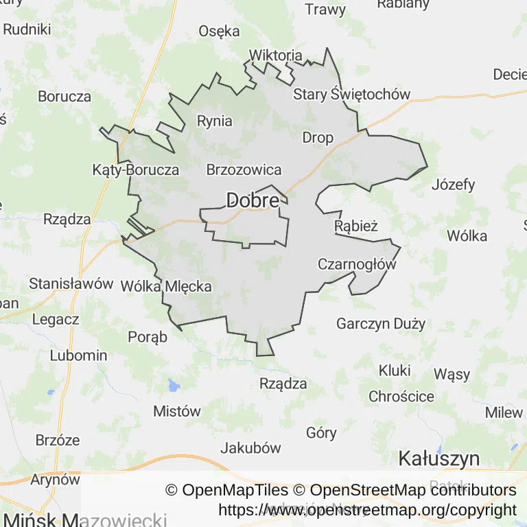 Mapa z zaznaczonym Dobrem