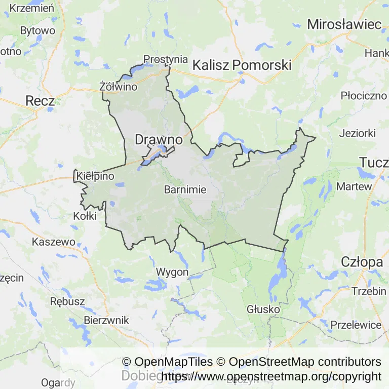 Mapa z zaznaczonym Drawnem
