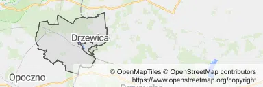 Mapa z zaznaczonym Drzewicy