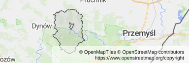 Mapa z zaznaczonym Dubieckiem