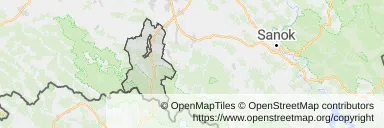 Mapa z zaznaczoną Dukli