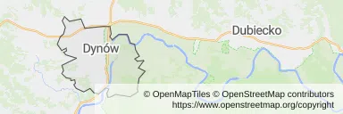 Mapa z zaznaczonym Dynowem