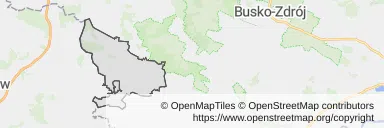 Mapa z zaznaczonymi Działoszycami