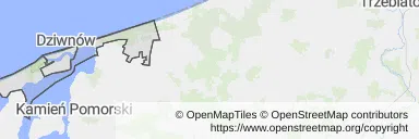 Mapa z zaznaczonym Dziwnowem