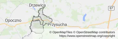 Mapa z zaznaczonym Gielniowem