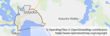 Mapa z zaznaczonym Giżyckiem