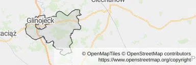Mapa z zaznaczonym Glinojeckiem