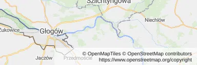 Mapa z zaznaczonym Głogowem