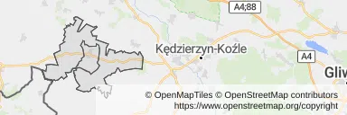 Mapa z zaznaczonym Głogówkiem