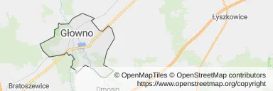 Mapa z zaznaczonym Głownem