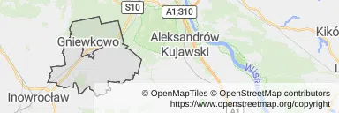 Mapa z zaznaczonym Gniewkowem