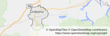 Mapa z zaznaczonym Gnieźnem