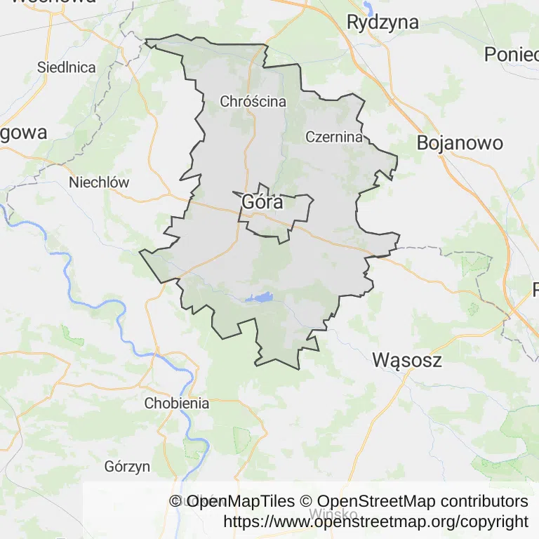 Mapa z zaznaczoną Górze