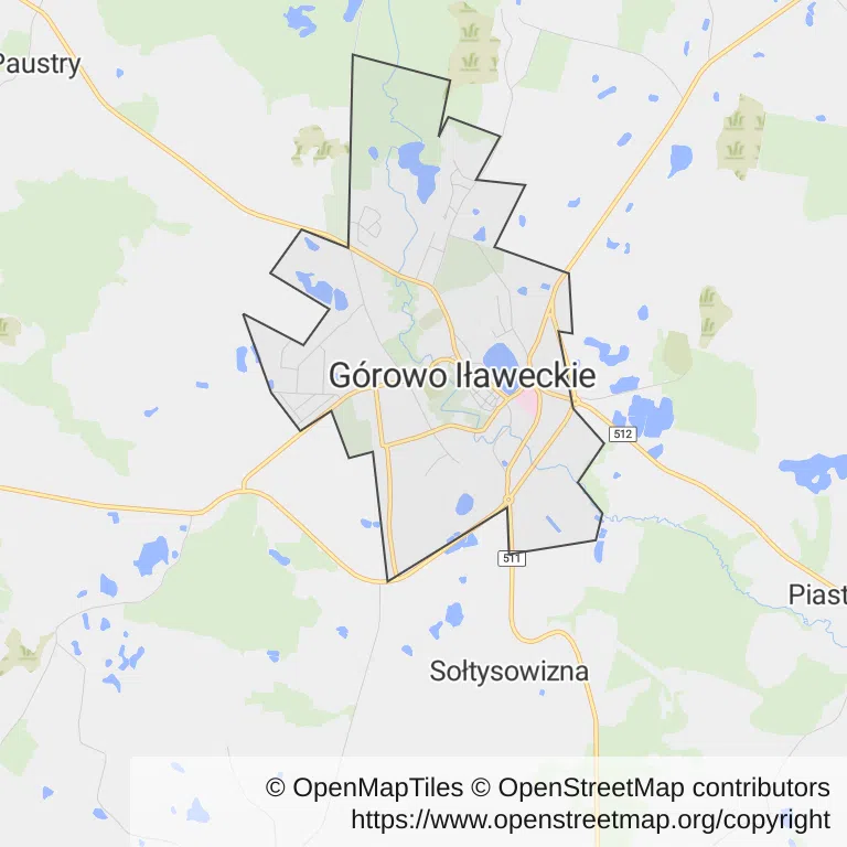 Mapa z zaznaczonym Górowie Iławeckim