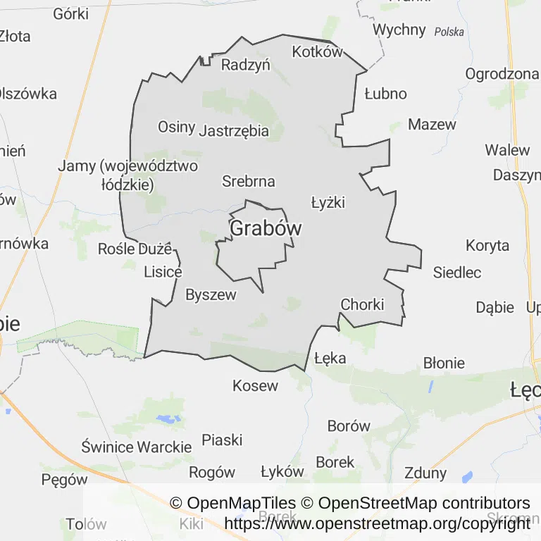 Mapa z zaznaczonym Grabowem