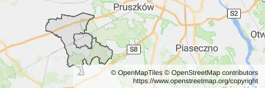 Mapa z zaznaczonym Grodzisku Mazowieckim
