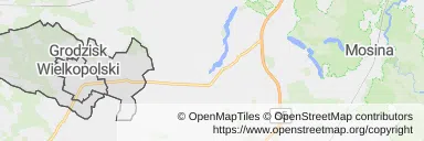 Mapa z zaznaczonym Grodzisku Wielkopolskim