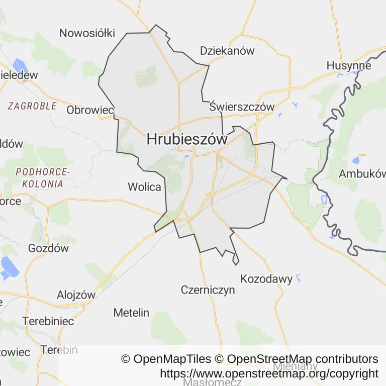 Mapa z zaznaczonym Hrubieszowem