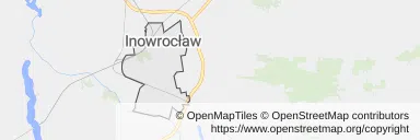 Mapa z zaznaczonym Inowrocławiu