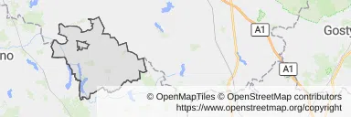 Mapa z zaznaczoną Izbicy Kujawskiej