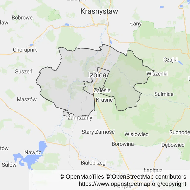 Mapa z zaznaczonym My w Izbicy