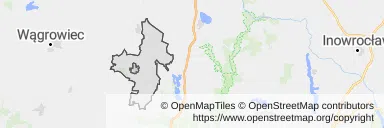 Mapa z zaznaczonym Janowcu Wielkopolskim