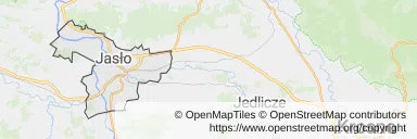 Mapa z zaznaczonym Jaśle