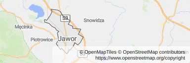 Mapa z zaznaczonym Jaworze